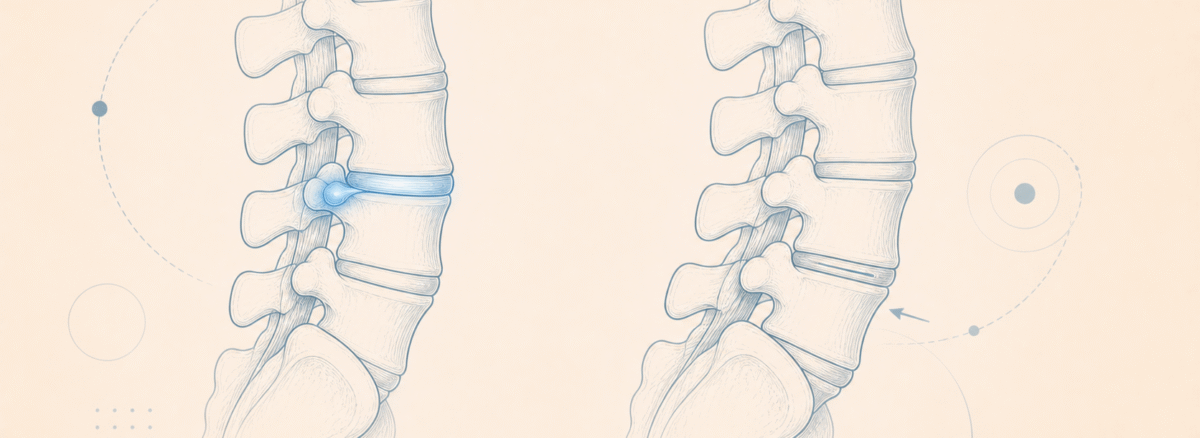 Bel Fıtığı Bel Kayması — Disk fıtığı ve omur kayması karşılaştırmalı anatomik çizim