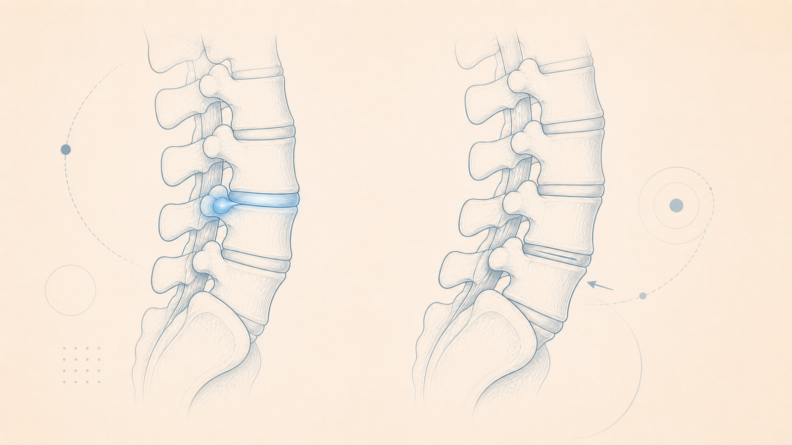 Bel Fıtığı Bel Kayması — Disk fıtığı ve omur kayması karşılaştırmalı anatomik çizim