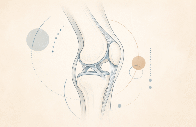 Diz Ağrısı Fizyoterapi — Diz eklemi yan görünüm anatomik çizimi — patella, femur, tibia
