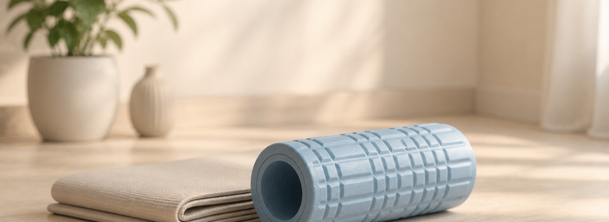 Sade wellness stüdyosunda foam roller ve egzersiz mat