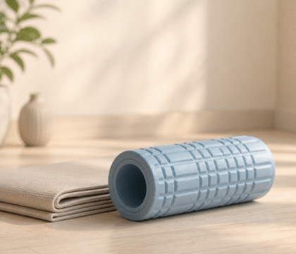 Sade wellness stüdyosunda foam roller ve egzersiz mat