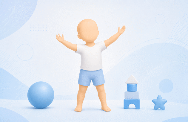 Pediatrik rehabilitasyon kapsamında çocuk motor gelişimini ve oyun tabanlı uygulamayı temsil eden silüet illüstrasyonu