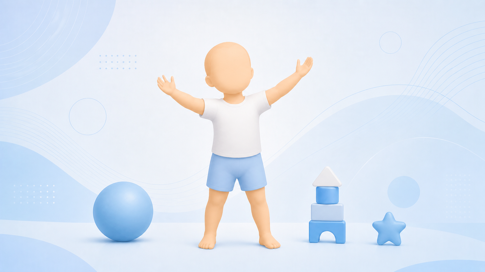 Pediatrik rehabilitasyon kapsamında çocuk motor gelişimini ve oyun tabanlı uygulamayı temsil eden silüet illüstrasyonu