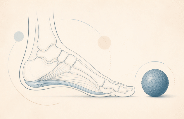 Plantar Fasiit — Ayak ve plantar fasya yan görünüm anatomik çizimi