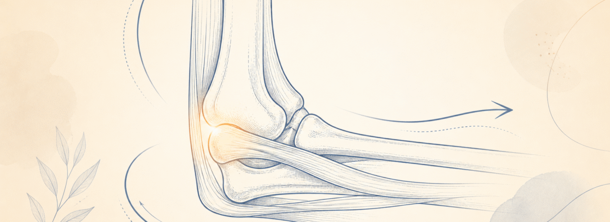Tenisçi Dirseği — Dirsek eklemi yan görünüm anatomik çizimi — lateral epikondil vurgulu