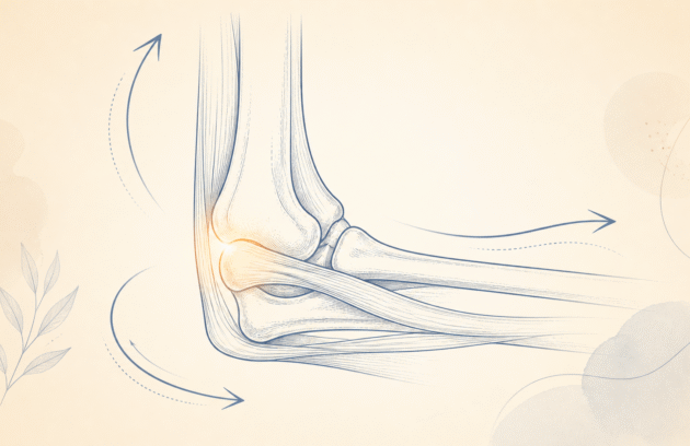 Tenisçi Dirseği — Dirsek eklemi yan görünüm anatomik çizimi — lateral epikondil vurgulu